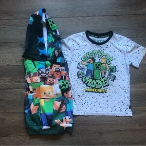 ⭐️LOT of 2⭐️MINECRAFT Tops •Pullover Hoodie & T-Shirt •Size 5